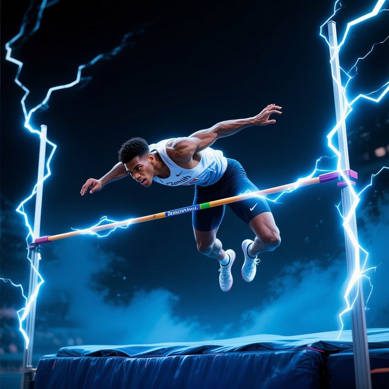 High Jumper Clearing Lightning Bar