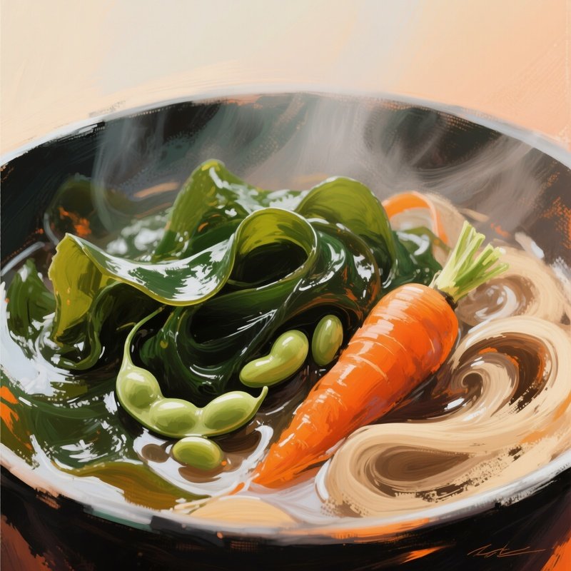 Hijiki Salad Simmered Seaweed With Carrots And Soybeans Abstract