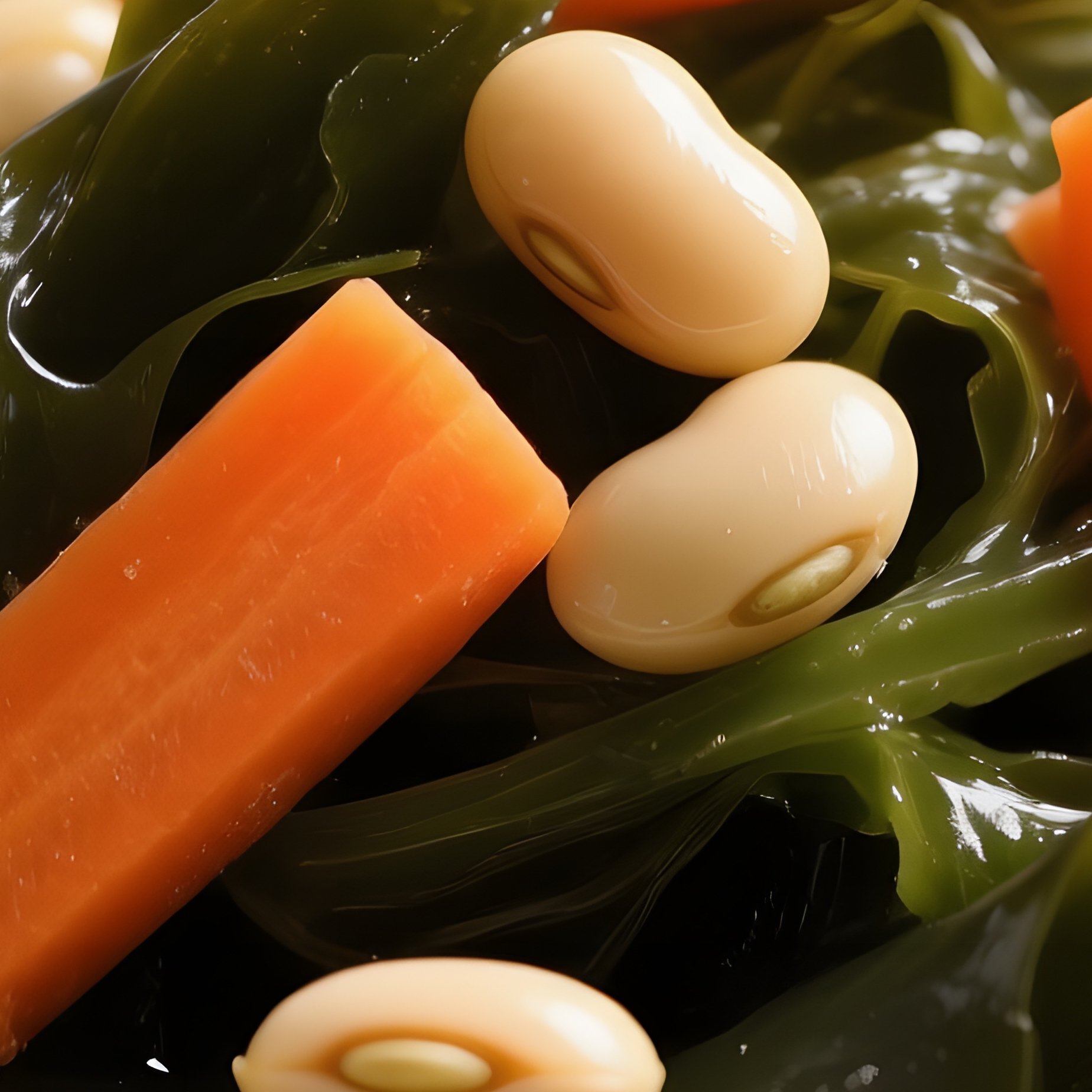 Hijiki Salad Simmered Seaweed With Carrots And Soybeans - Full Resolution Quality Preview