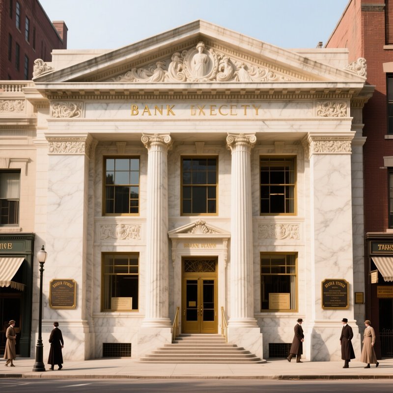 Historic Bank Building With Classical Architecture
