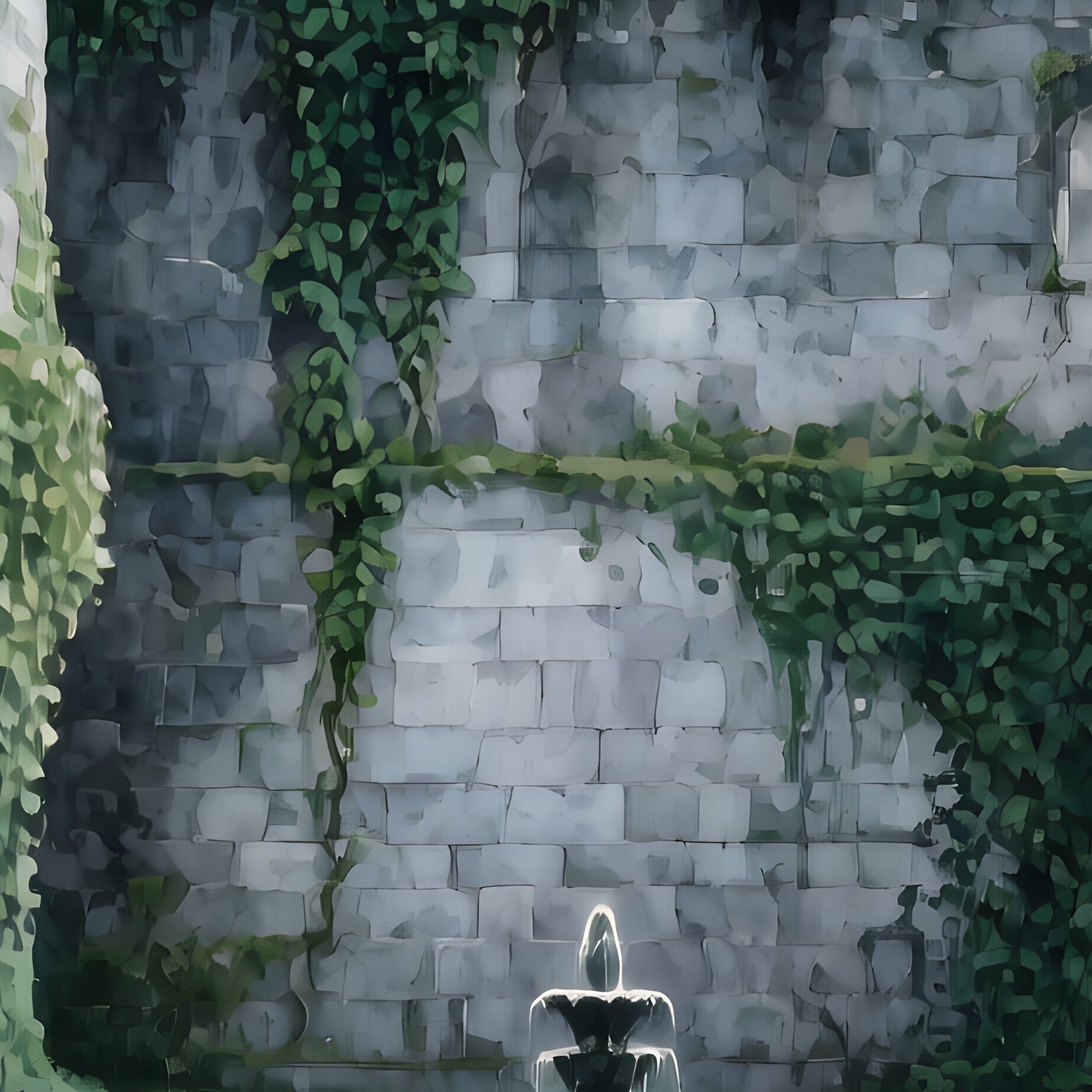 Historic Castle Courtyard Moonlight Ivy Owl - Full Resolution Quality Preview