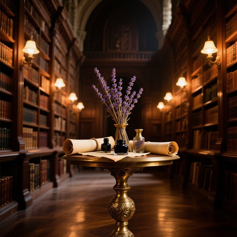 Historic Library Reading Hall With Brass Stand