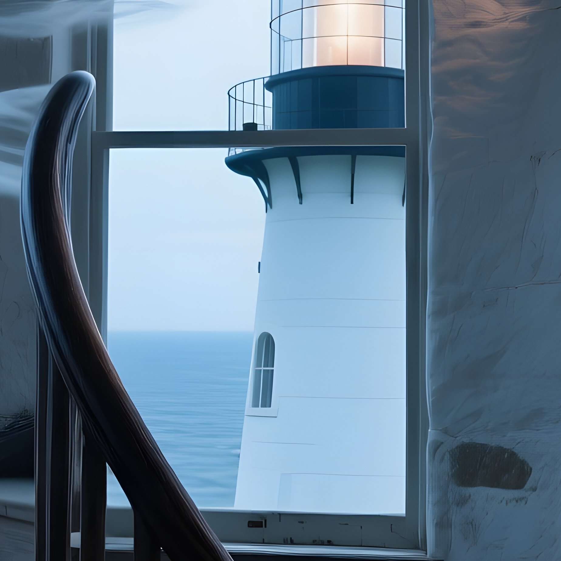 Historic Lighthouse Interior Woman Spiral Staircase - Full Resolution Quality Preview