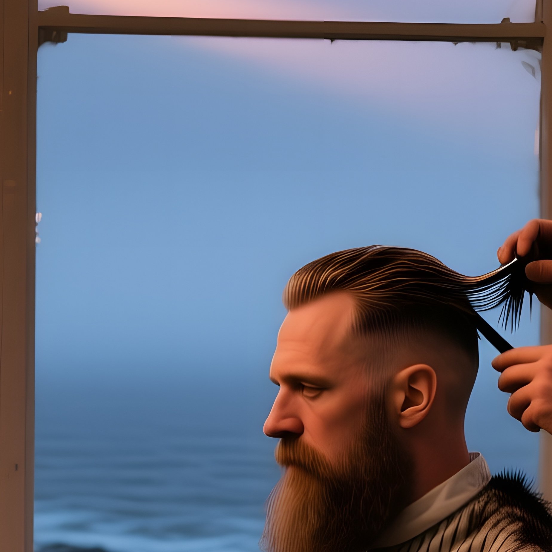 Historic Lighthouse Lantern Room At Dusk Sea Fog Lighthouse Keeper Hair Trimmed - Full Resolution Quality Preview