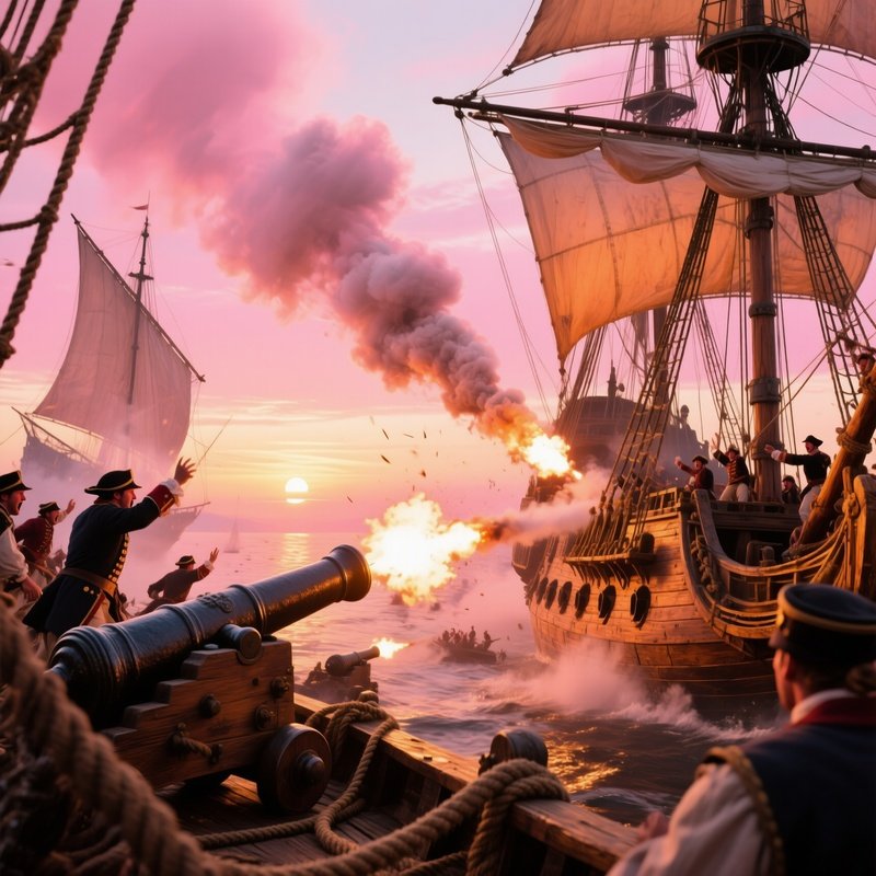 Historic Naval Battle Reenactment At Sunrise