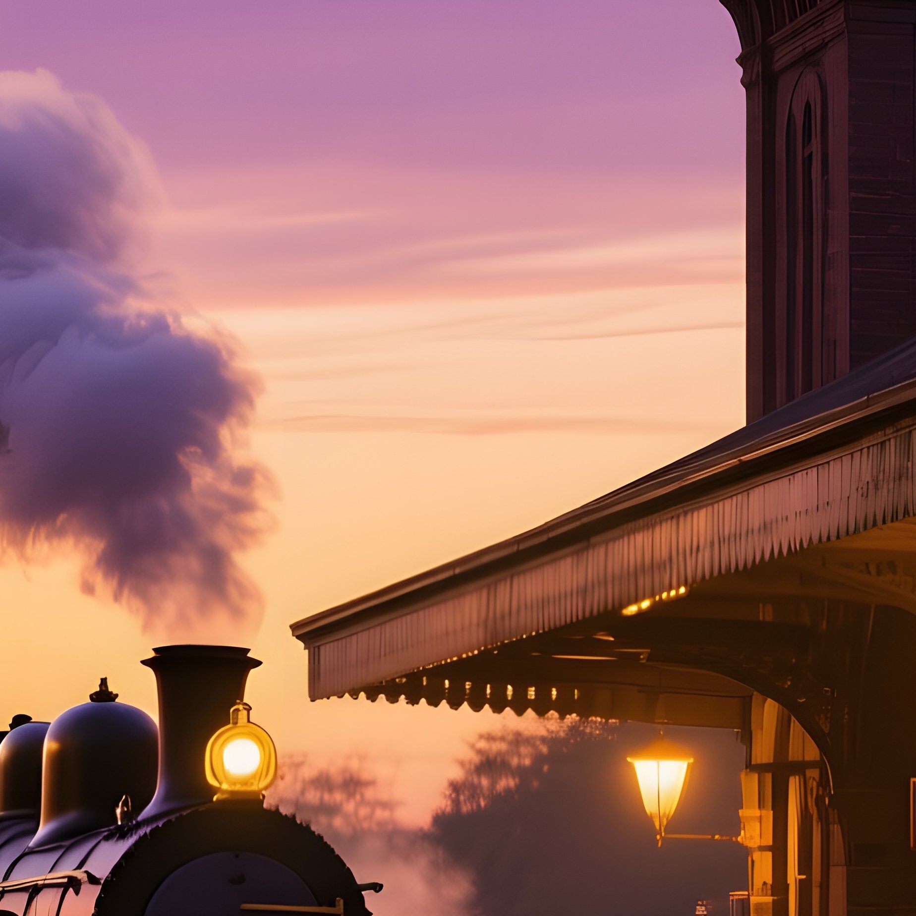 Historic Train Station Lovers Under Clock Tower Twilight - Full Resolution Quality Preview