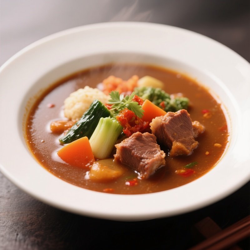 Hokkaido Soup Curry Spicy Broth With Vegetables And Meat