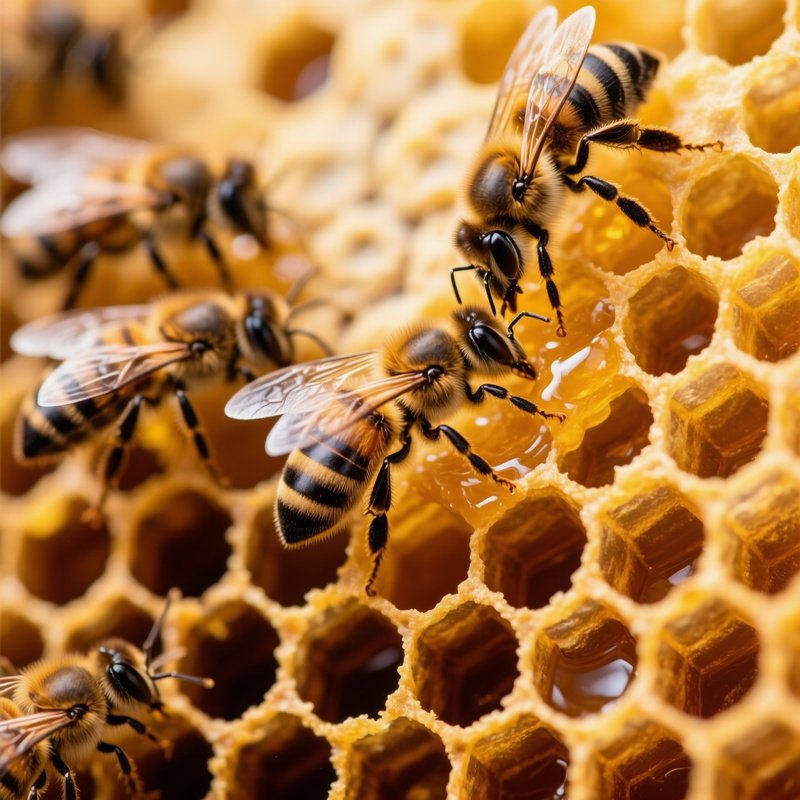 Honeybees On A Honeycomb Honeybees Honeycomb