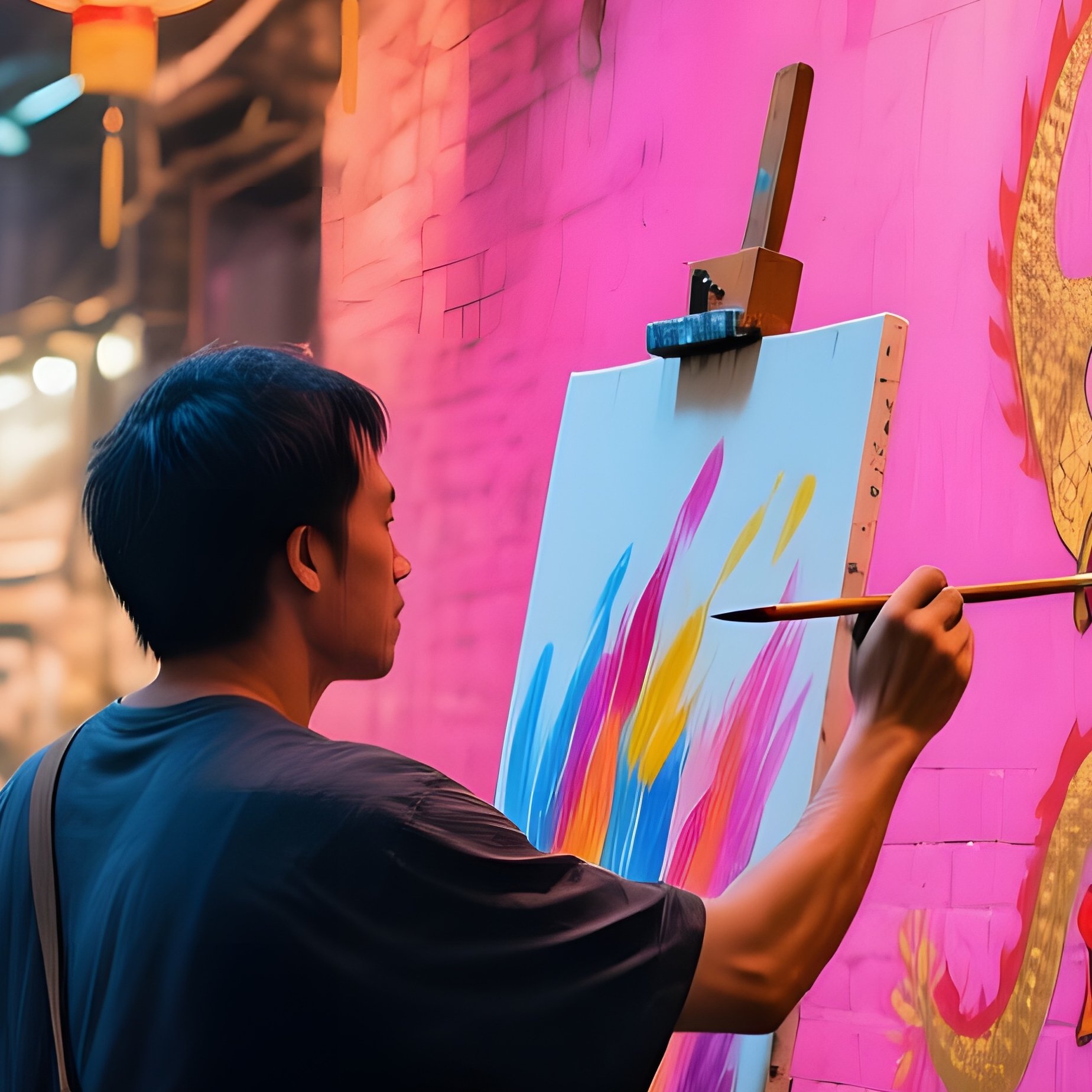 Hong Kong Night Market Dragon Fresco - Full Resolution Quality Preview