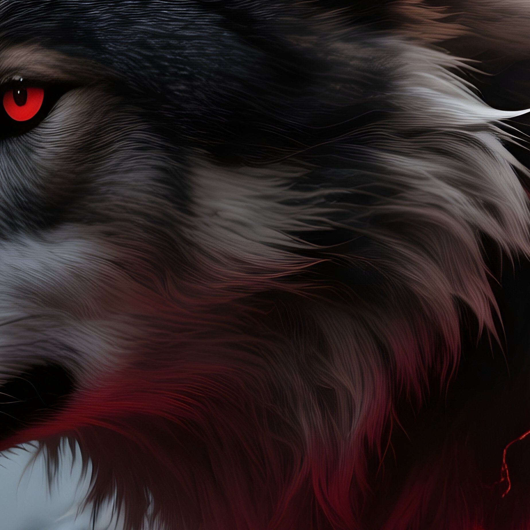Horned Wolf With Glowing Red Cracks - Full Resolution Quality Preview
