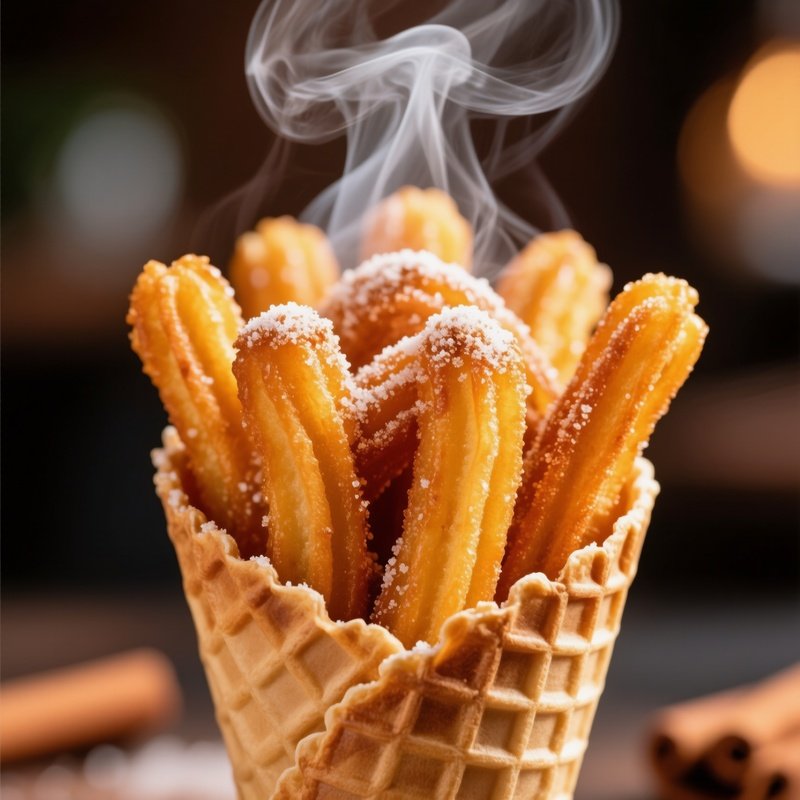 Hot Churros In Paper Cone