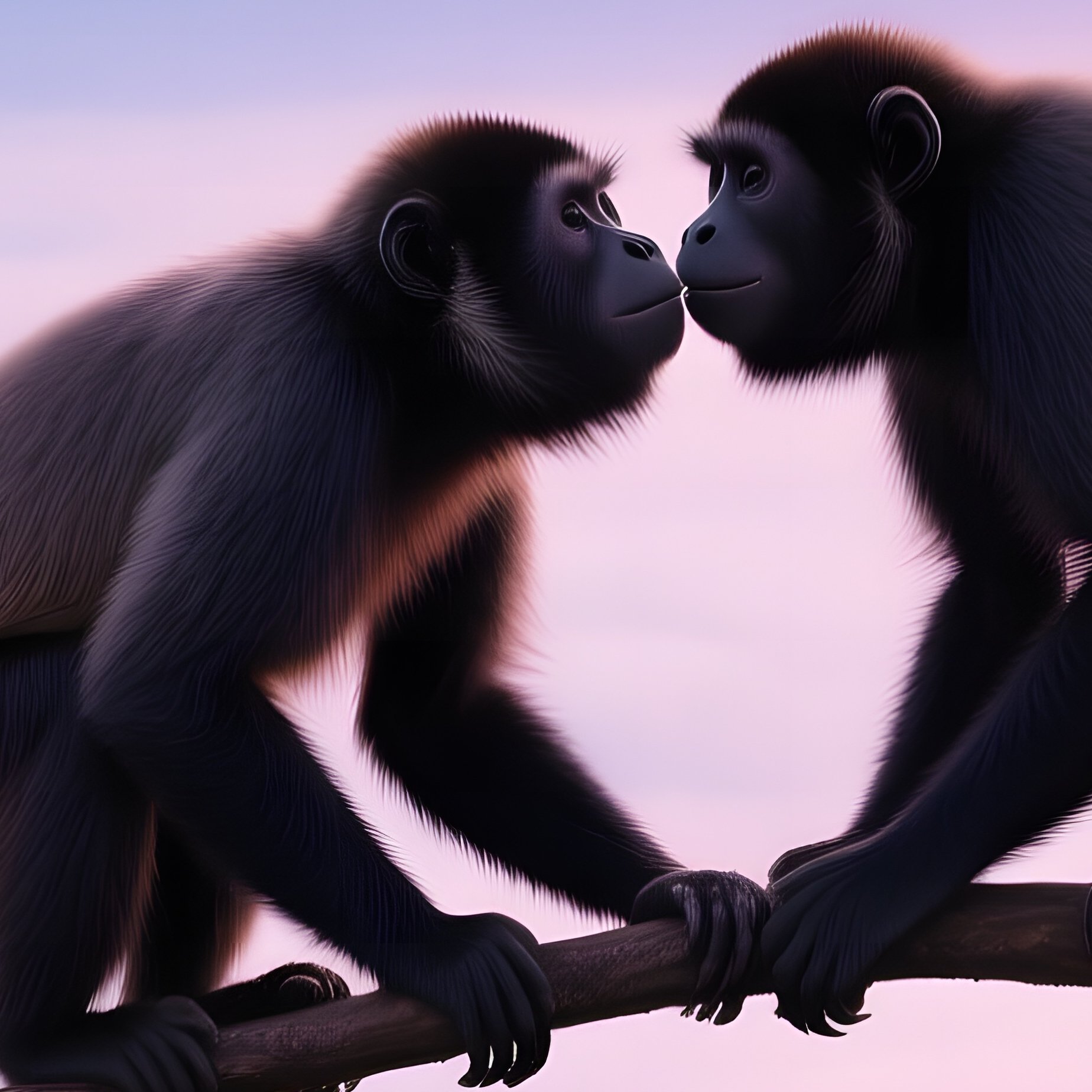Howler Monkeys Kiss At Sunrise - Full Resolution Quality Preview