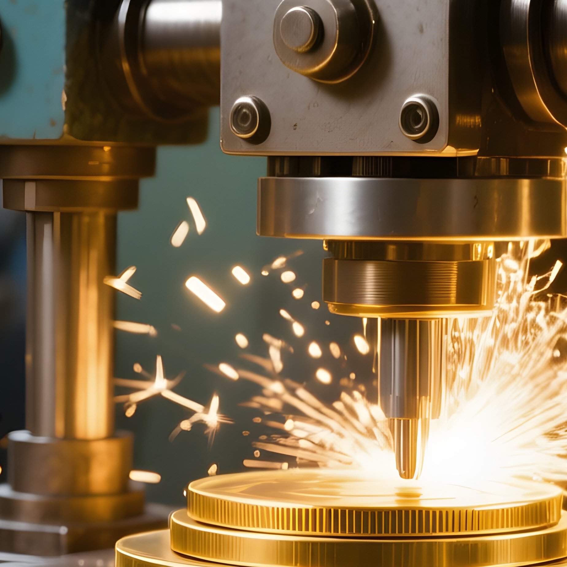 Hydraulic Press Stamping Gold Coins - Full Resolution Quality Preview