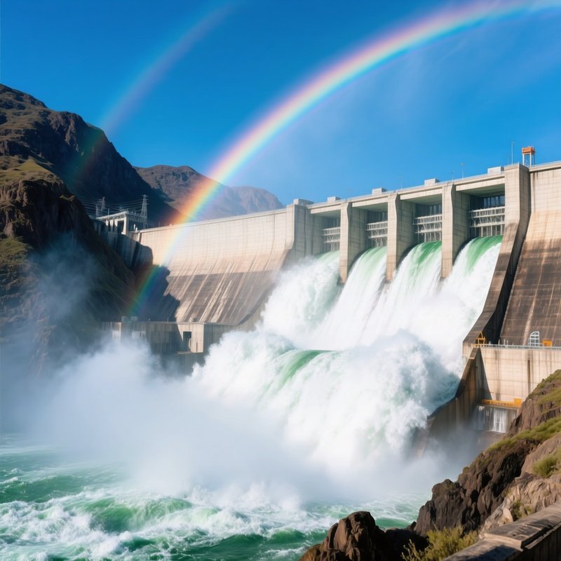 Hydro Dam Roaring Water Rainbow