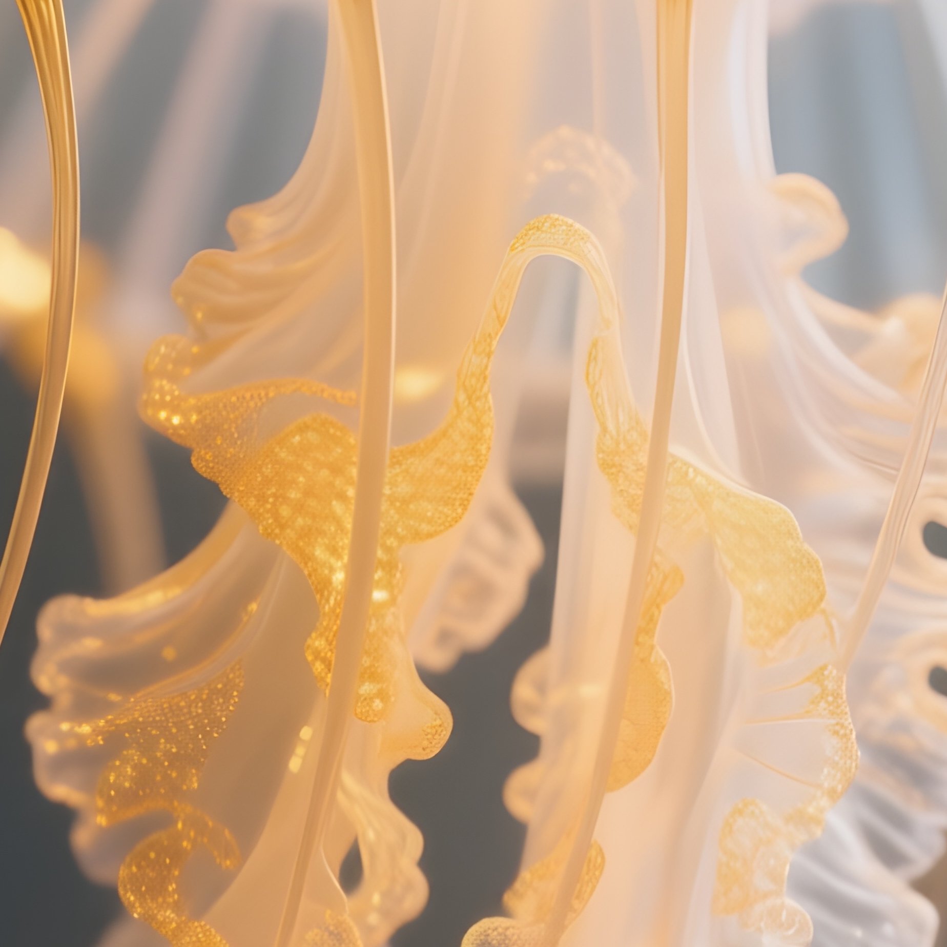 Hydrozoan Medusa – Transparent Bell With Golden Glowing Tips. - Full Resolution Quality Preview