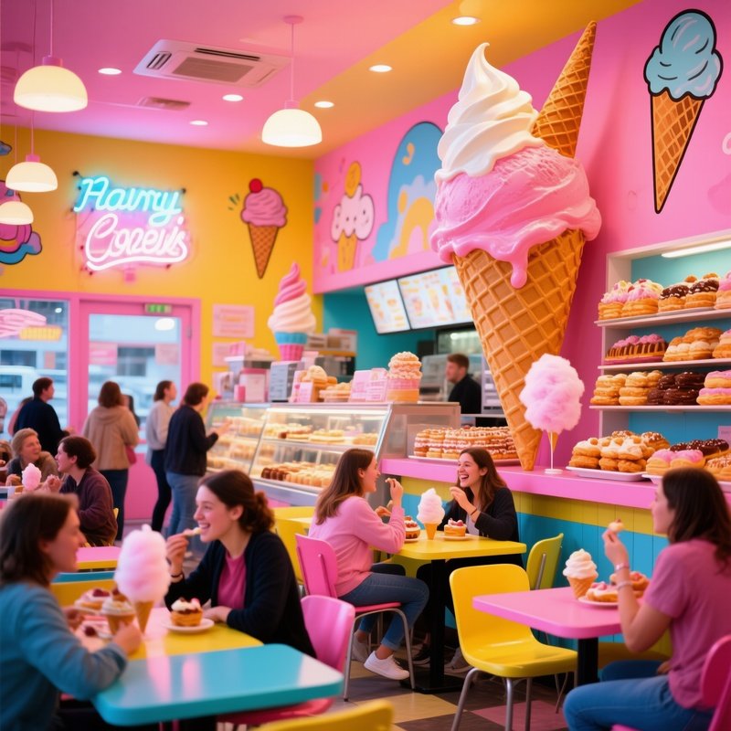 Ice Cream Parlor With Dessert Snacks