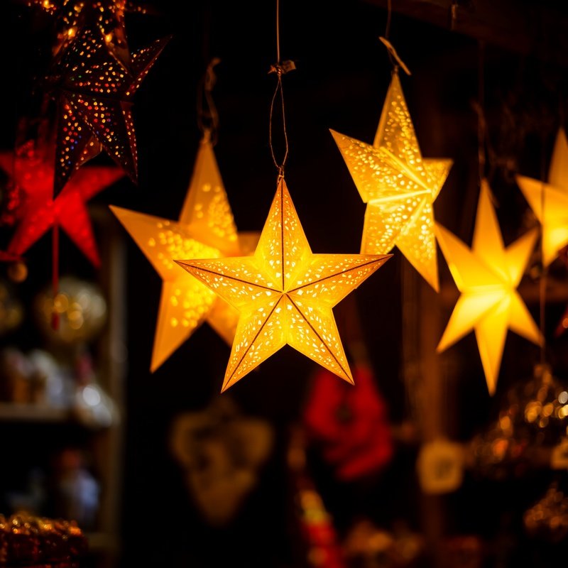 Illuminated Star Shaped Decorations Christmas Festive Decorations