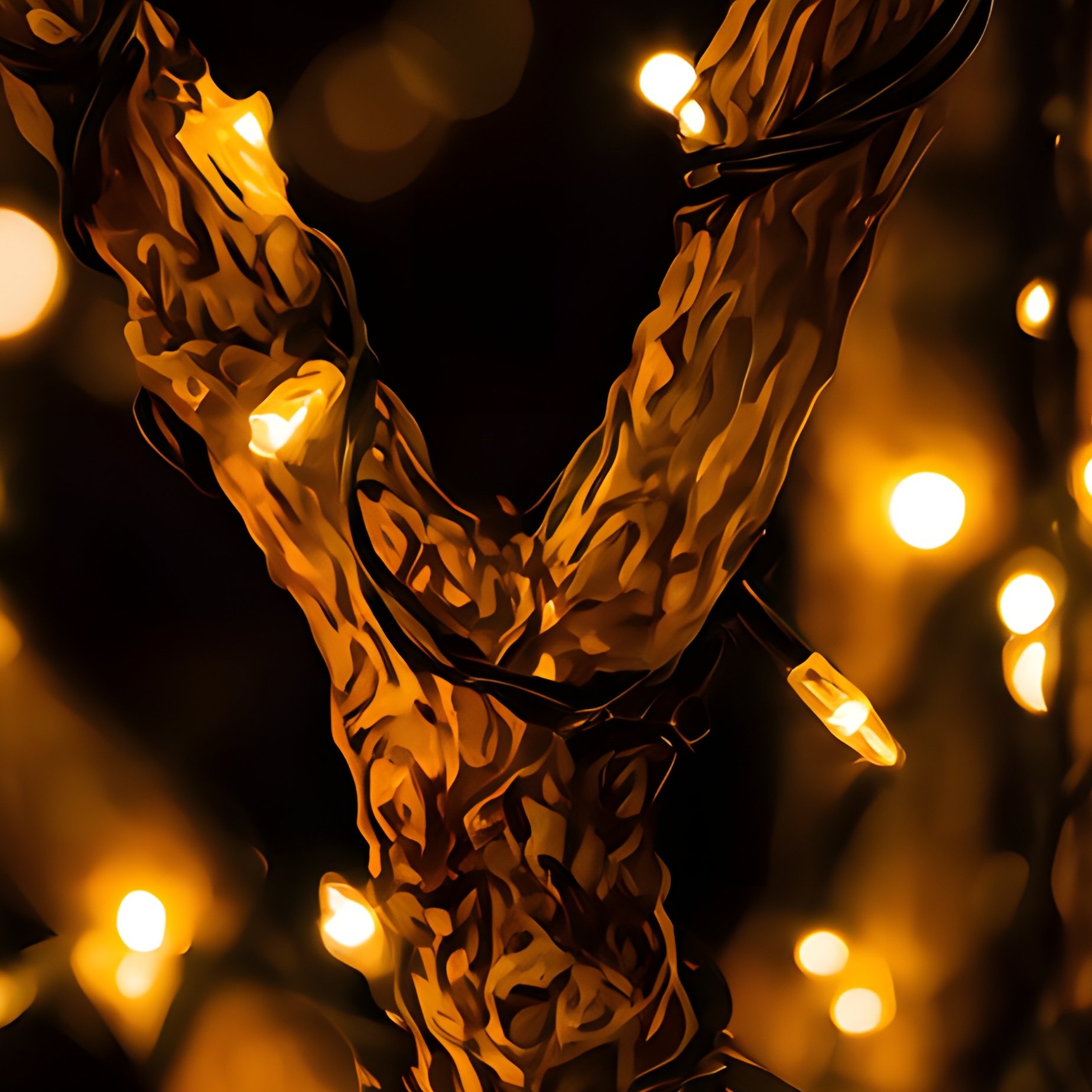 Illuminated Tree Branches At Night Night Photography Holiday - Full Resolution Quality Preview