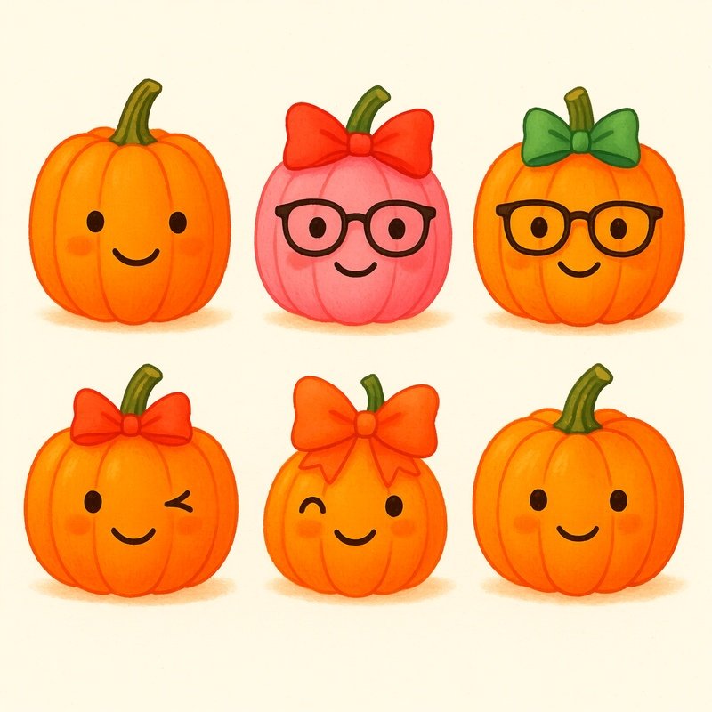 Illustration Of Cute Pumpkins Pumpkin Illustration