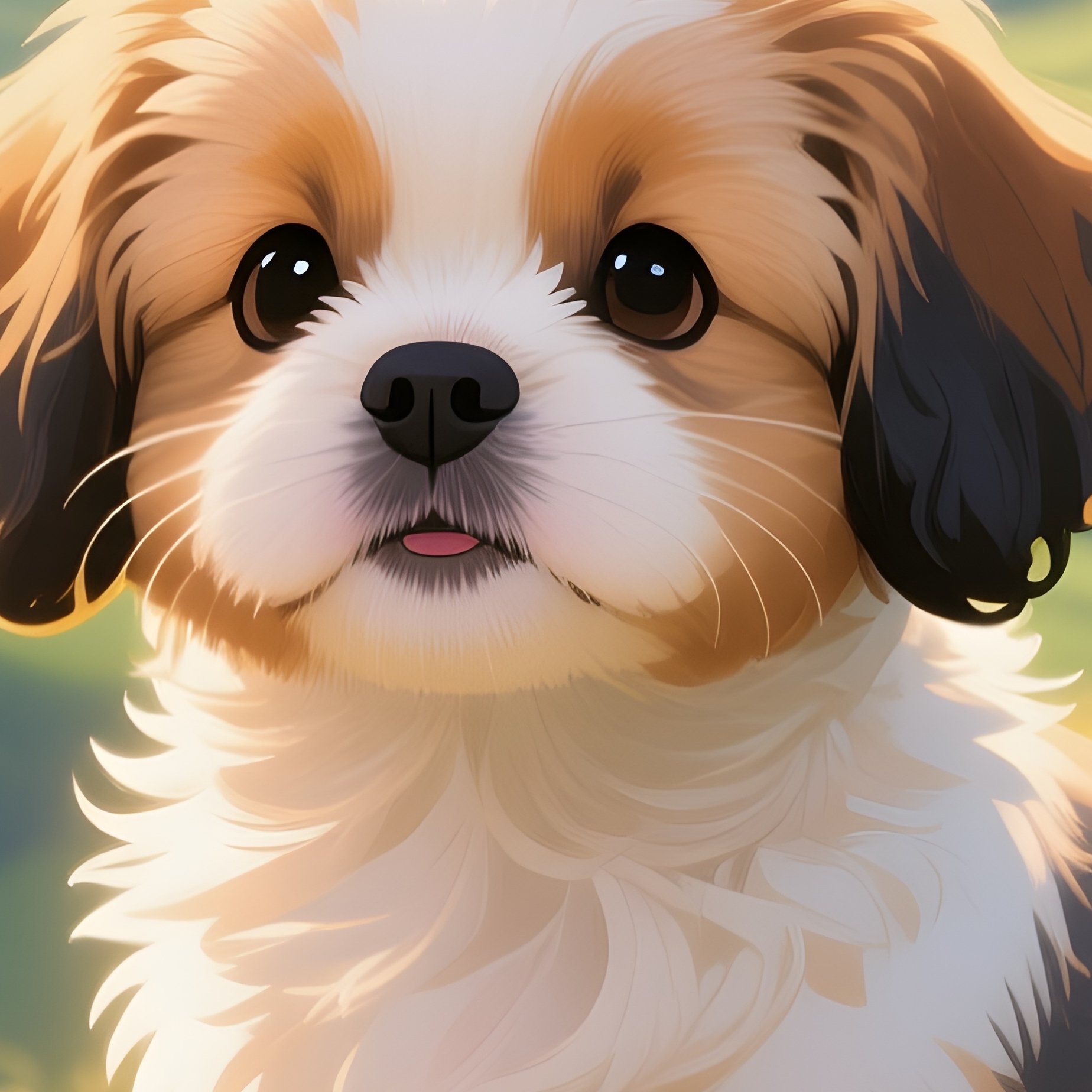 Illustrative Tibetan Spaniel Puppy In Golden Sunlight - Full Resolution Quality Preview