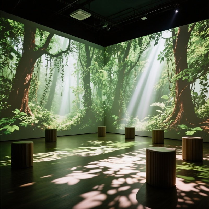Immersive Digital Art Installation Resembling A Forest Digital