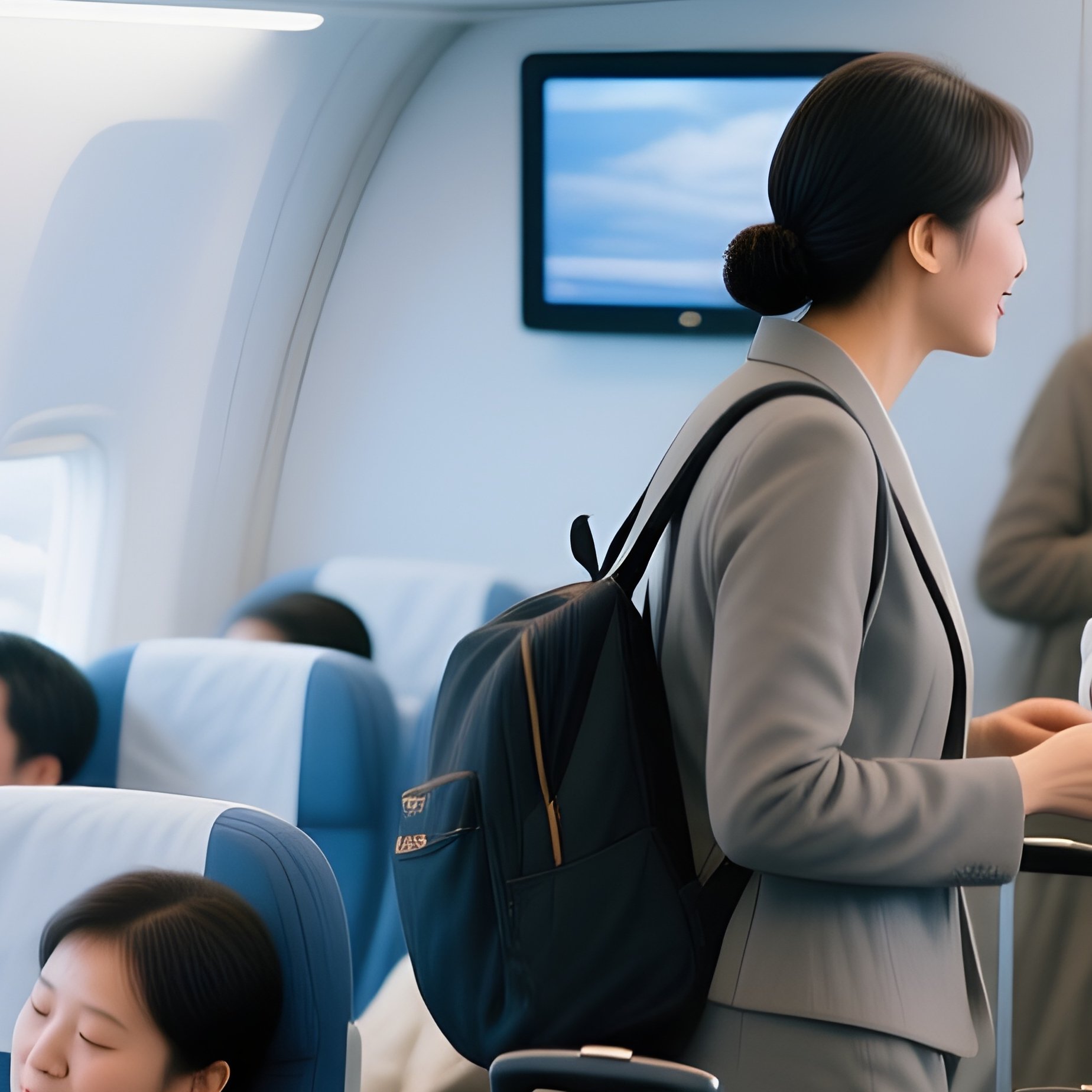 In Flight And Boarding Airplane Interior - Full Resolution Quality Preview