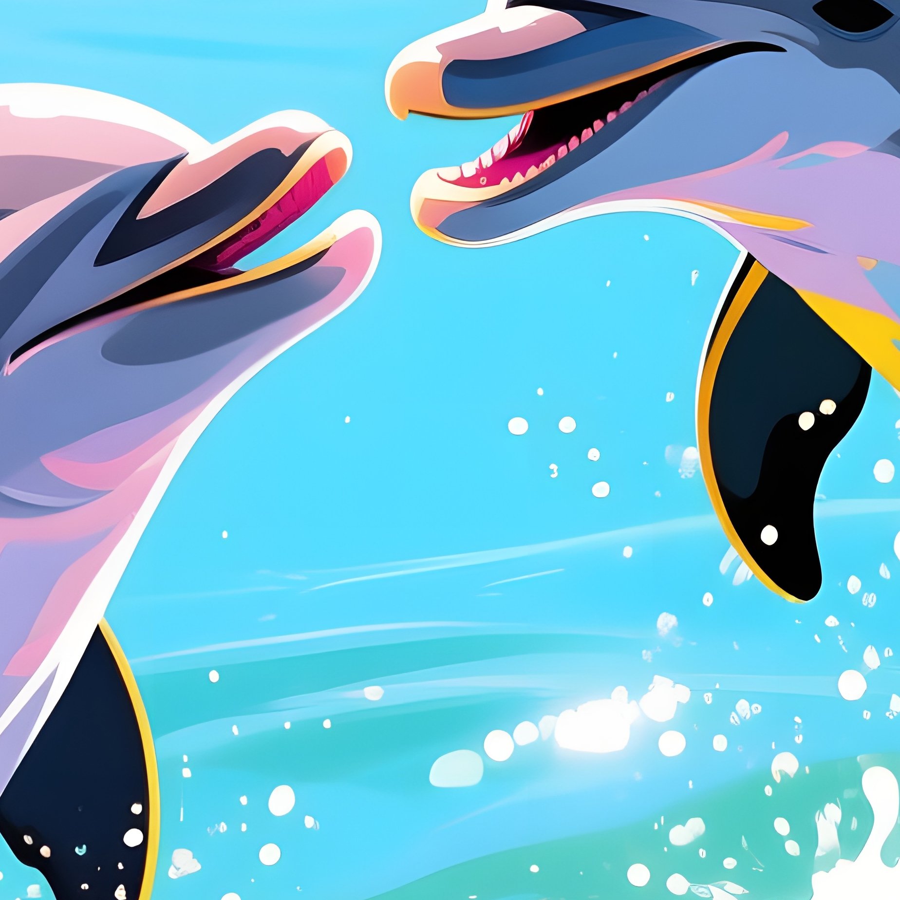 In The Bright Light Of Noon, Dolphins Playfully Interact With Each Other, Their Playful Antics And - Full Resolution Quality Preview