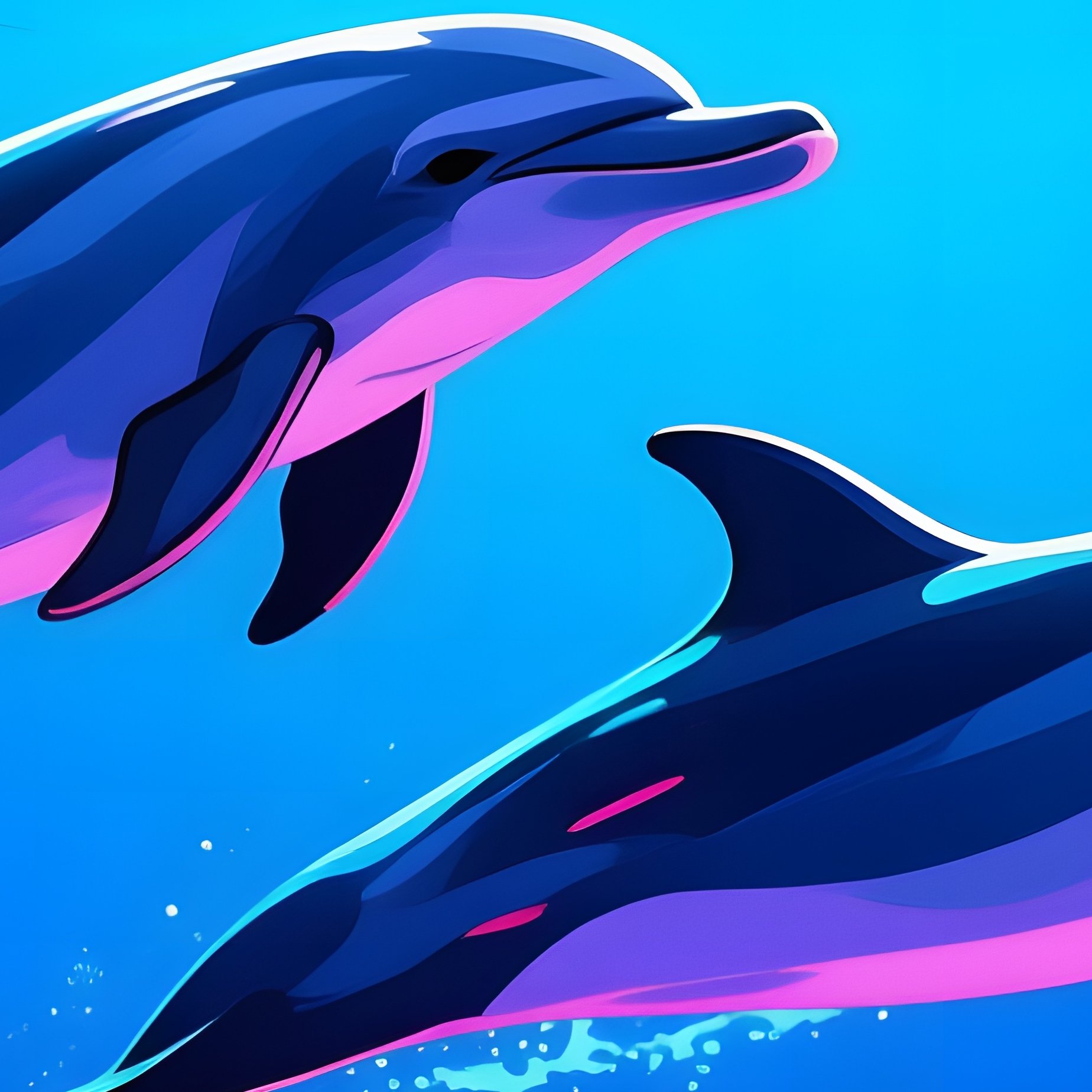 In The Deep Blue Of A Moonlit Night, Dolphins Swim Gracefully Under The Ocean'S Surface, Their - Full Resolution Quality Preview
