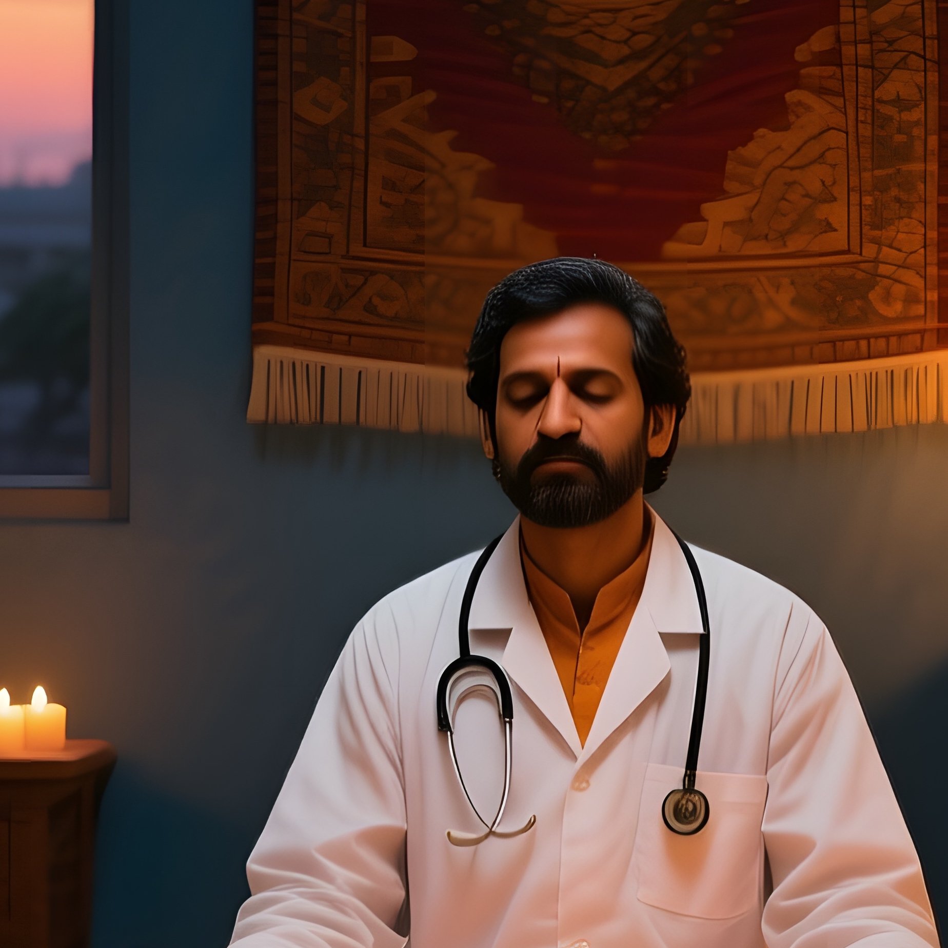 Indian Doctor Guiding Mindfulness Session Amritsar Dusk - Full Resolution Quality Preview