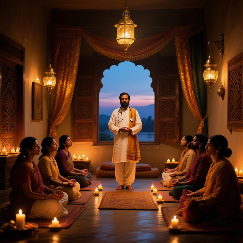 Indian Doctor Guiding Mindfulness Session In Udaipur