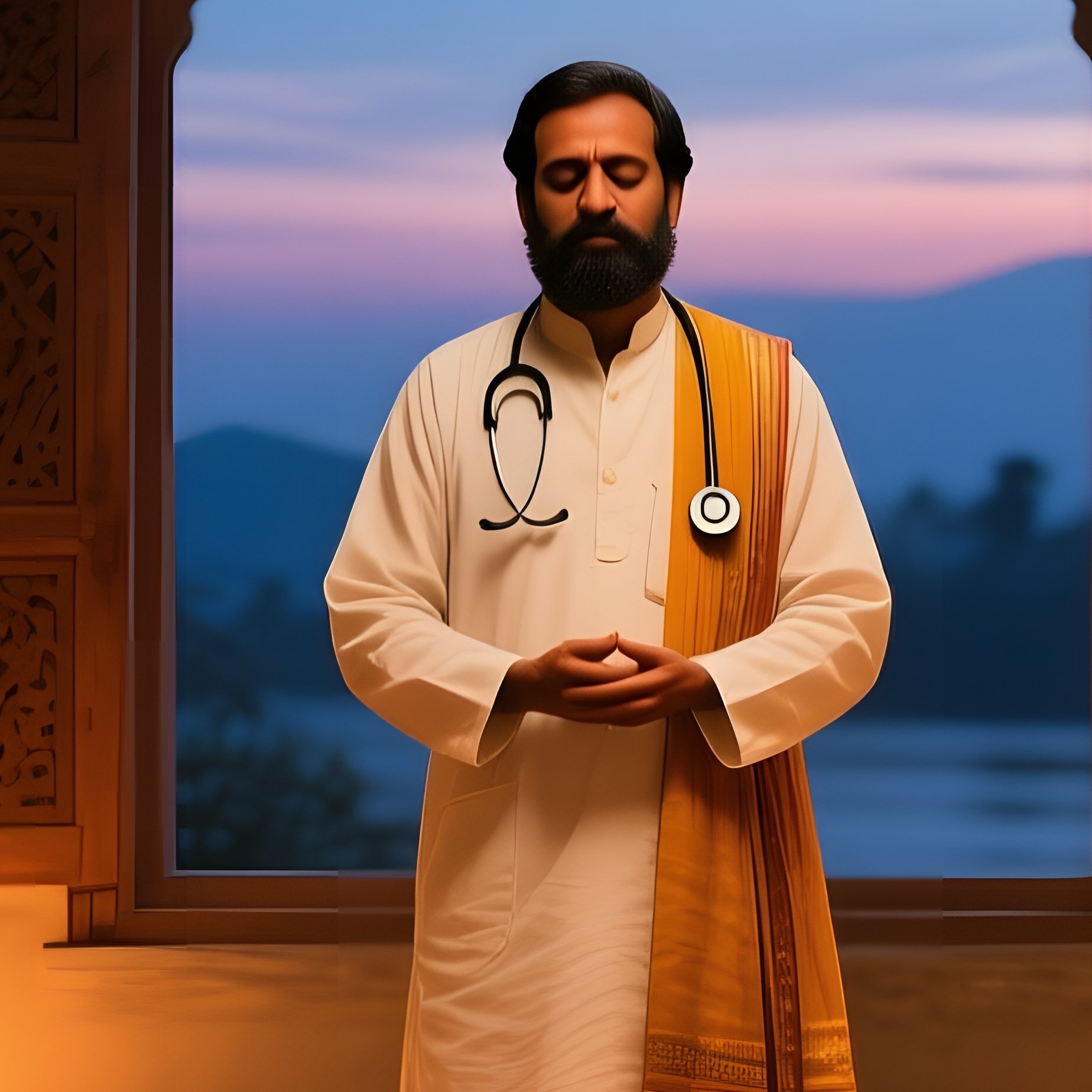 Indian Doctor Guiding Mindfulness Session In Udaipur - Full Resolution Quality Preview