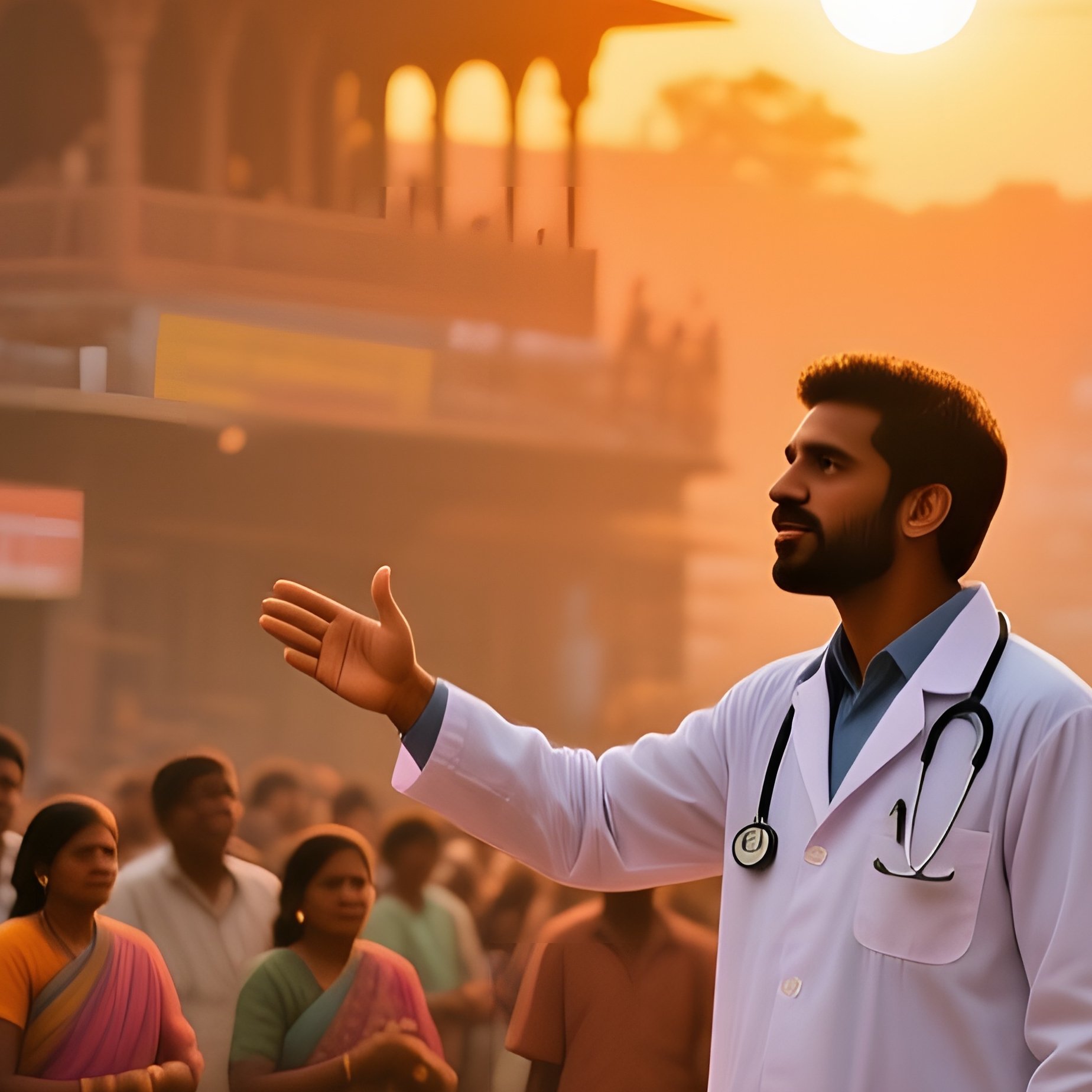 Indian Doctor Health Campaign Varanasi Sunset - Full Resolution Quality Preview