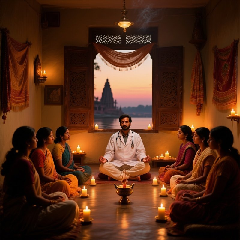 Indian Doctor Meditation Room Varanasi Dusk