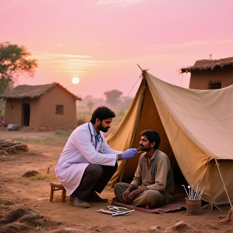 Indian Doctor Mobile Dental Clinic Rural Sunrise