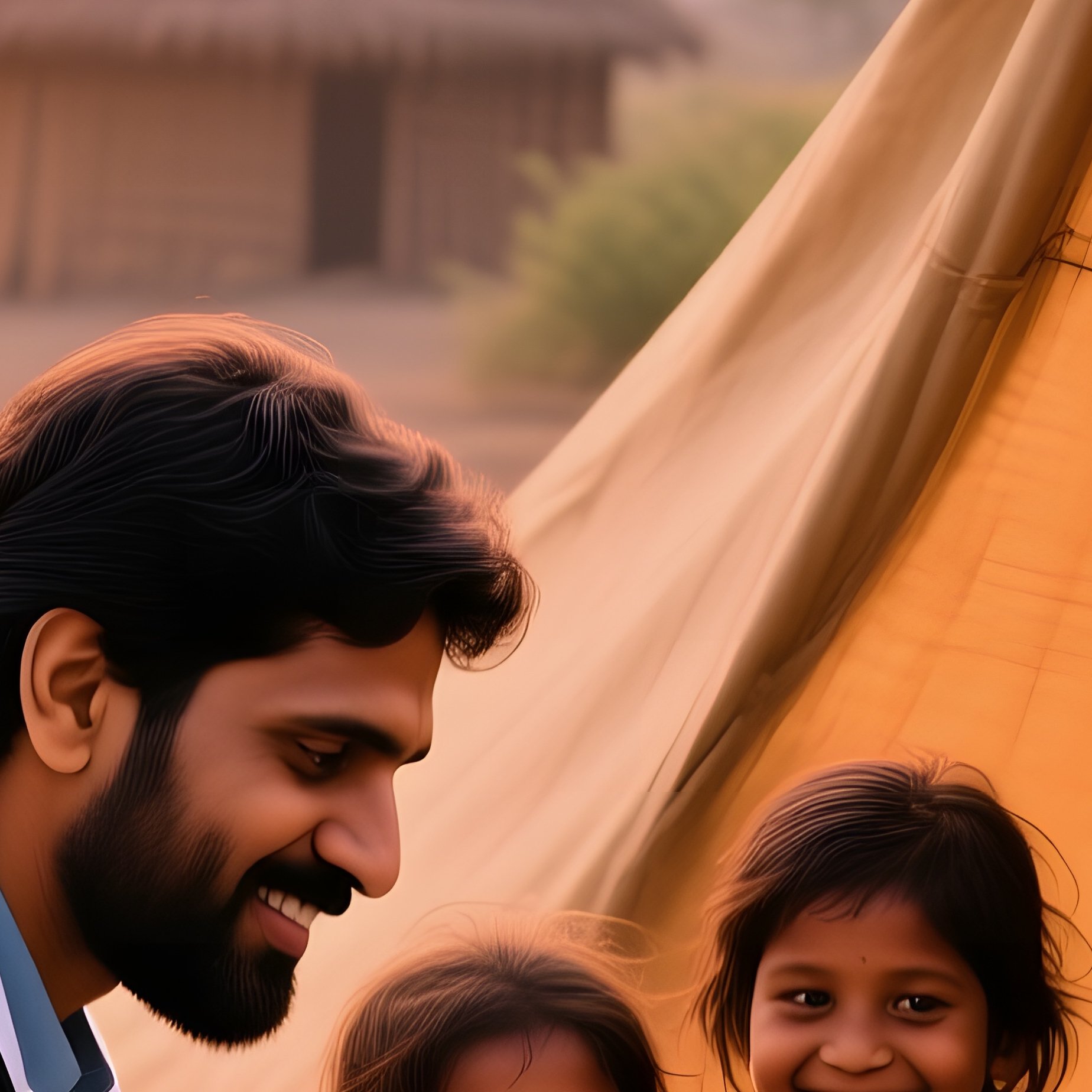 Indian Doctor Vaccinating Children At Sunrise - Full Resolution Quality Preview