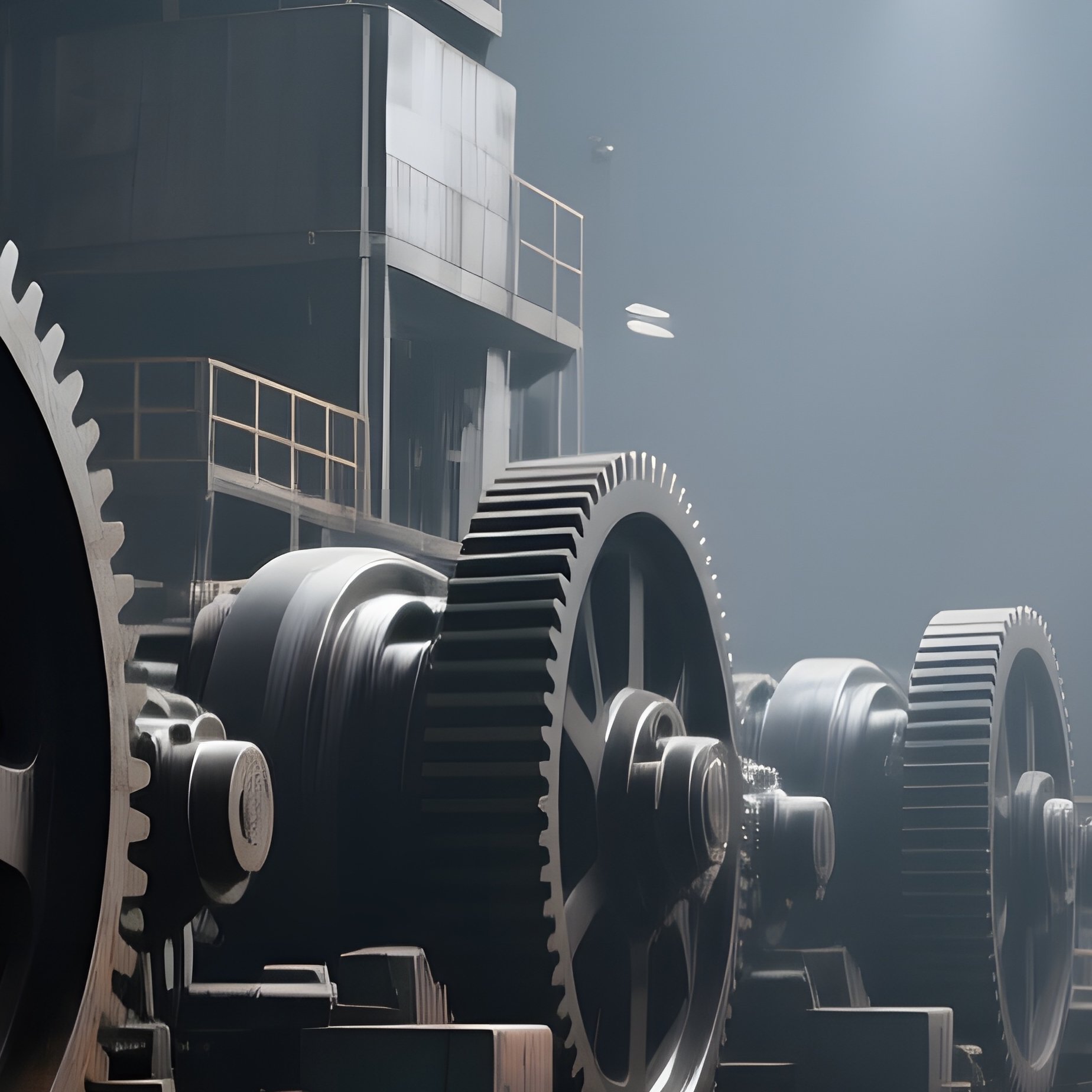 Industrial Factory Interior With Spotlights And Oil Slicks - Full Resolution Quality Preview