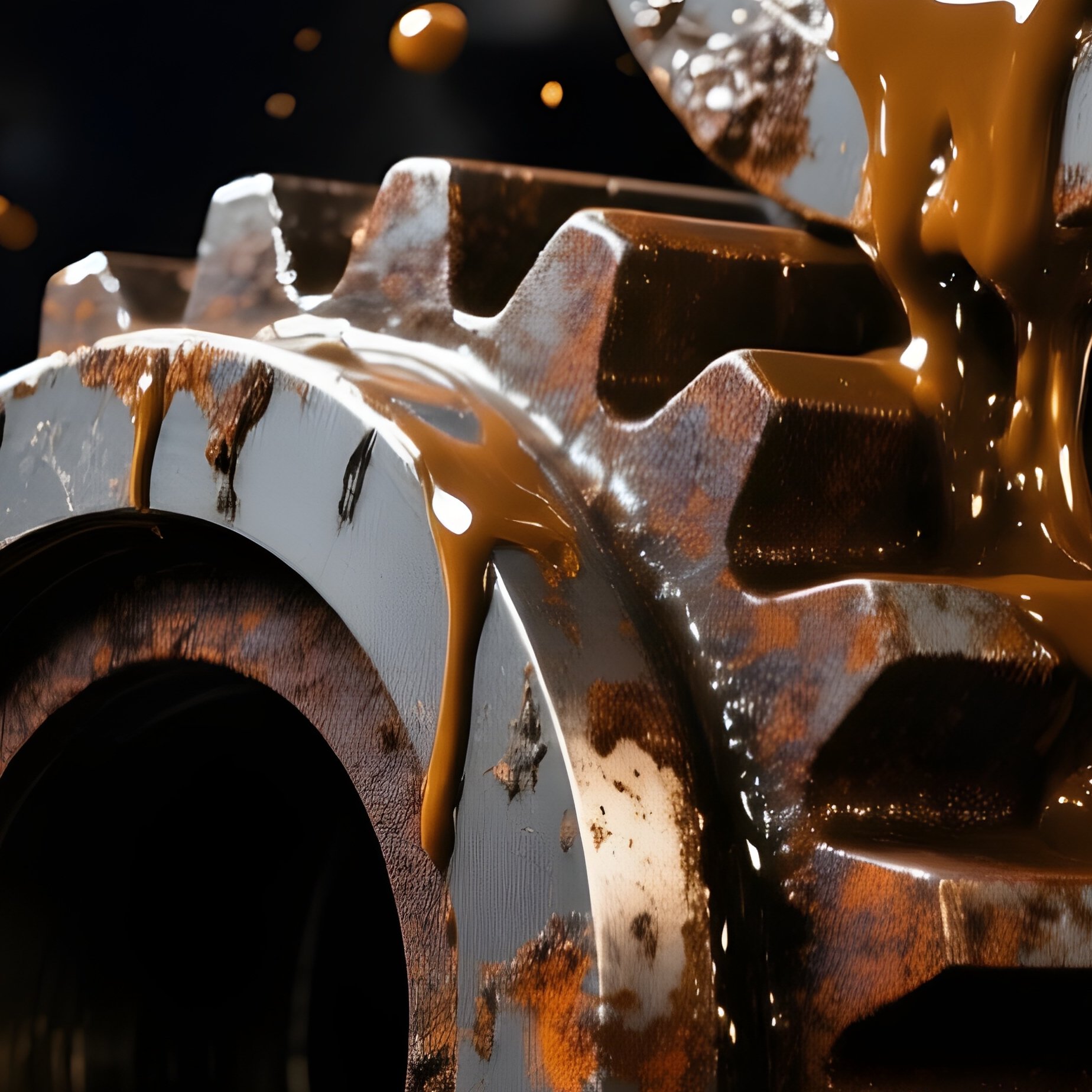 Industrial Gear Oil Splatter Metal Structure - Full Resolution Quality Preview
