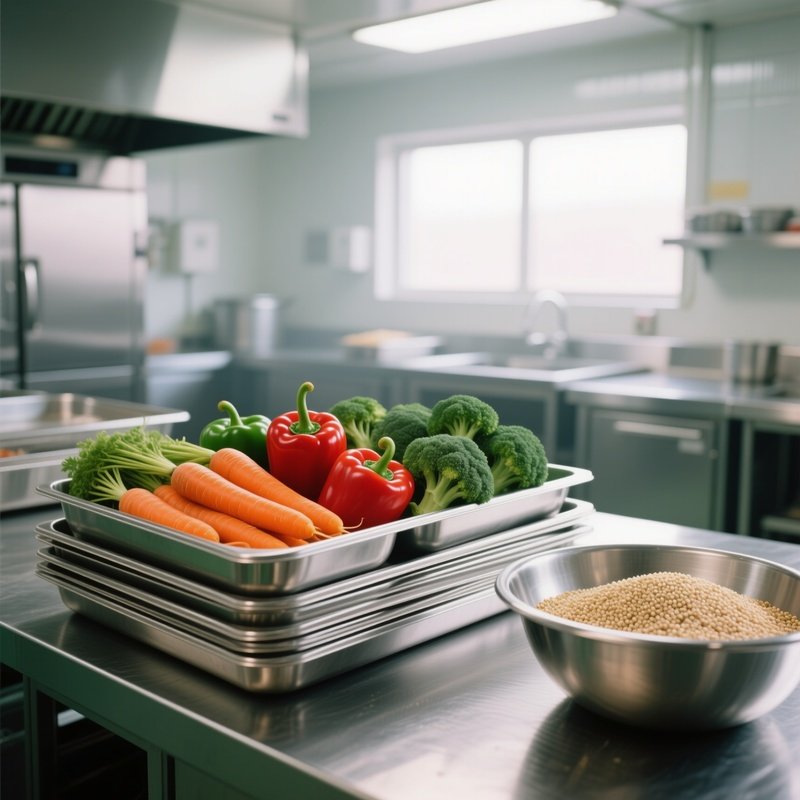 Industrial Kitchen Prep Station Early Morning