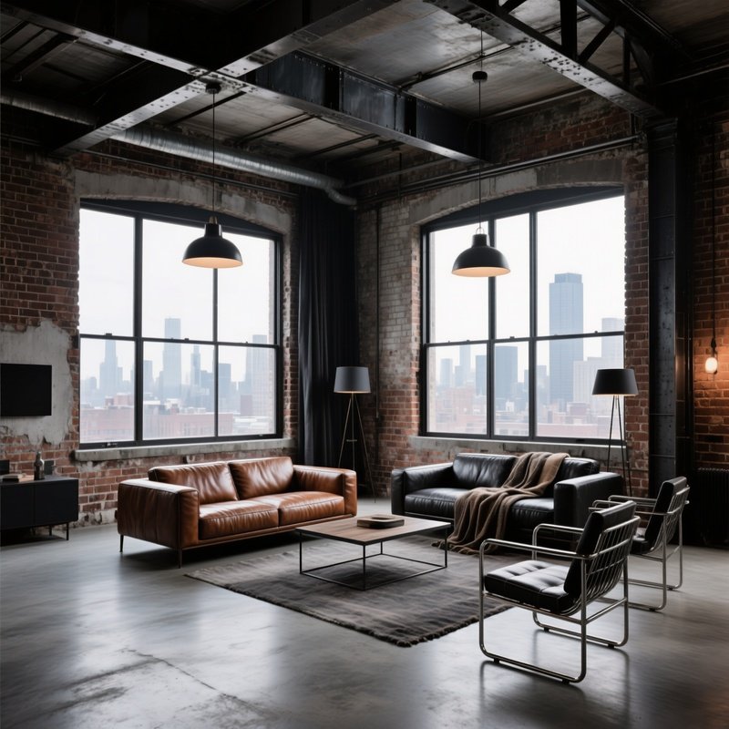 Industrial Living Room With Urban Atmosphere