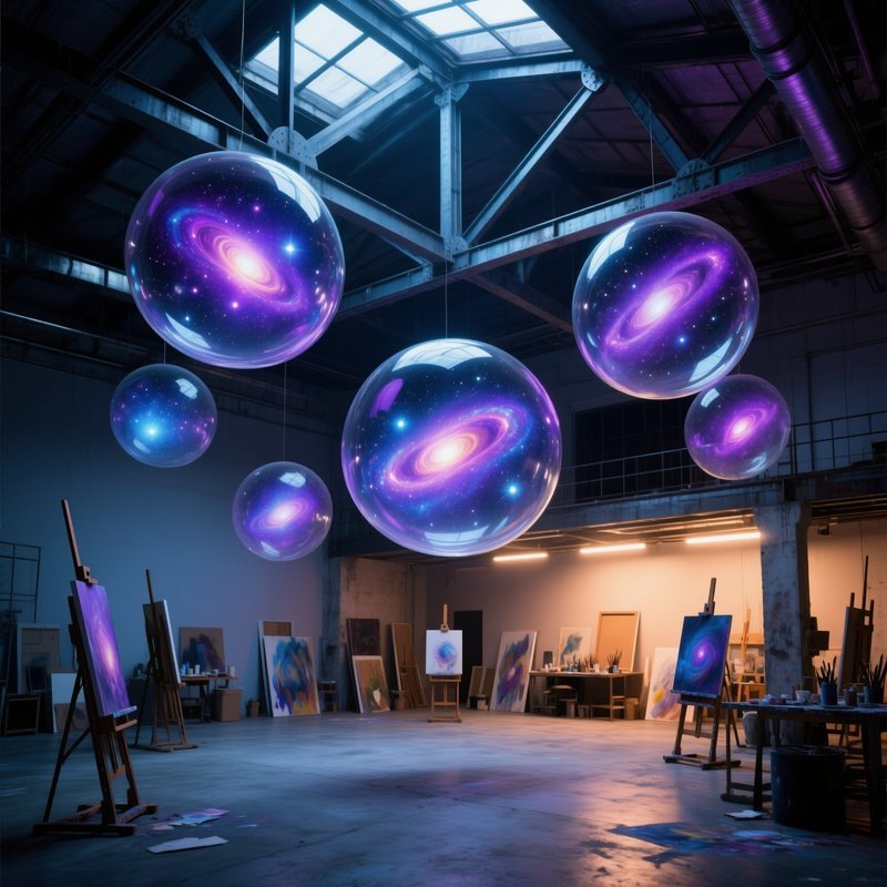 Industrial Loft Art Studio Galaxy Bubbles
