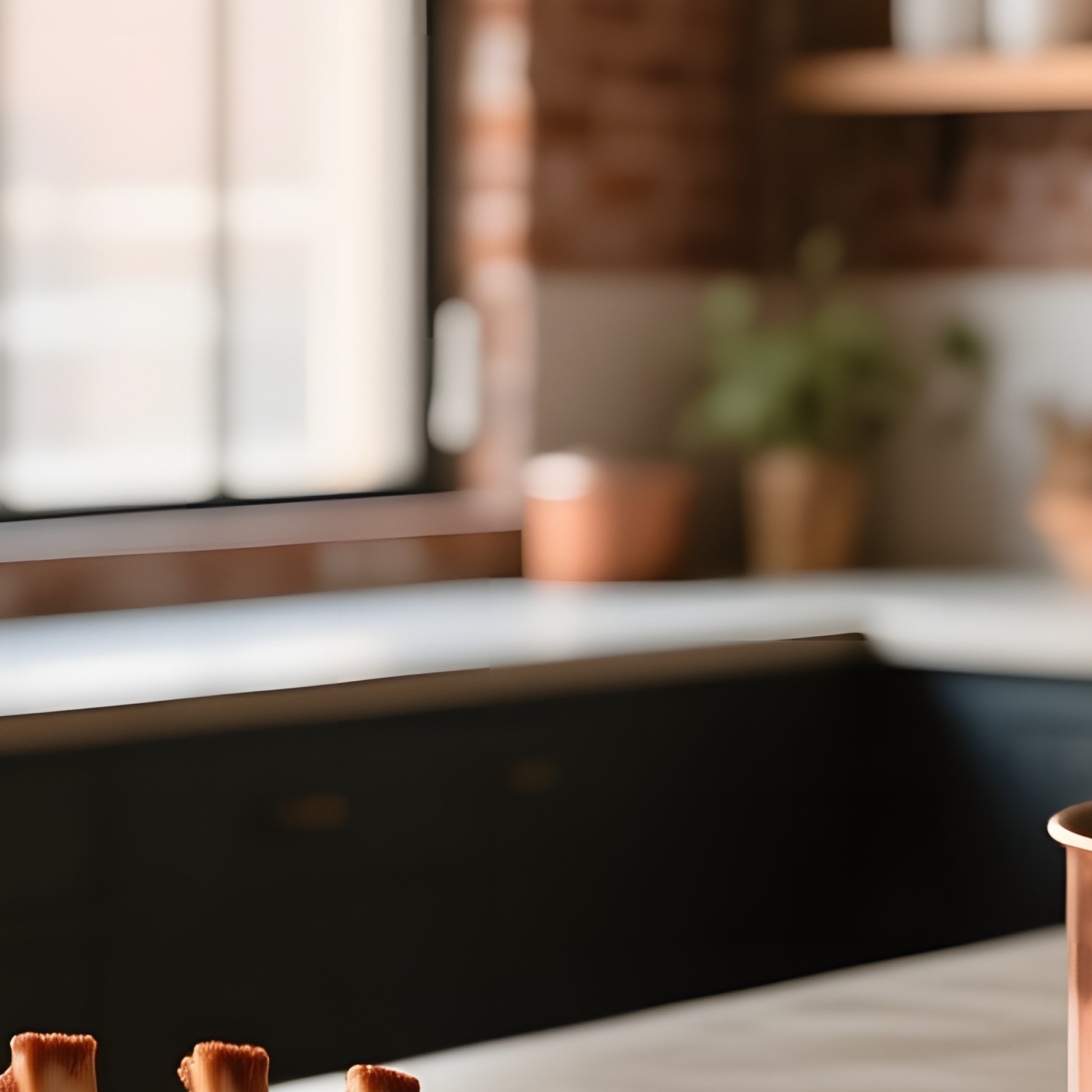 Industrial Loft Kitchen With Exposed Brick And Morning Light - Full Resolution Quality Preview