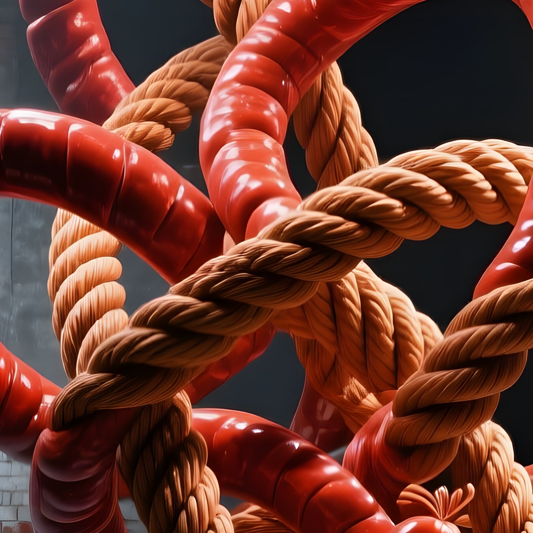 Industrial Loft With Exposed Brick Walls And Abstract Sausage Sculpture - Full Resolution Quality Preview