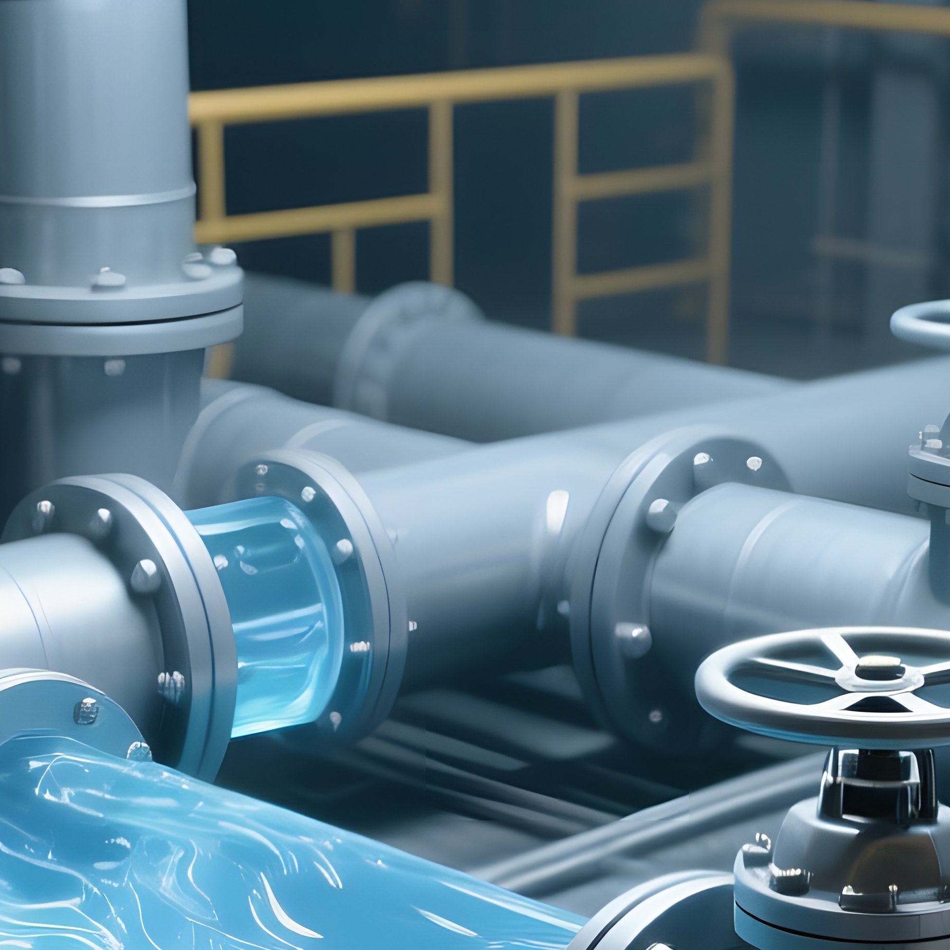 Industrial Piping System With Liquid Flow - Full Resolution Quality Preview