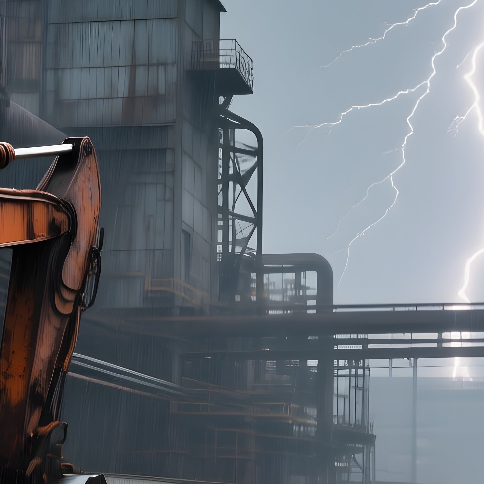 Industrial Plant With Workers And Weather - Full Resolution Quality Preview