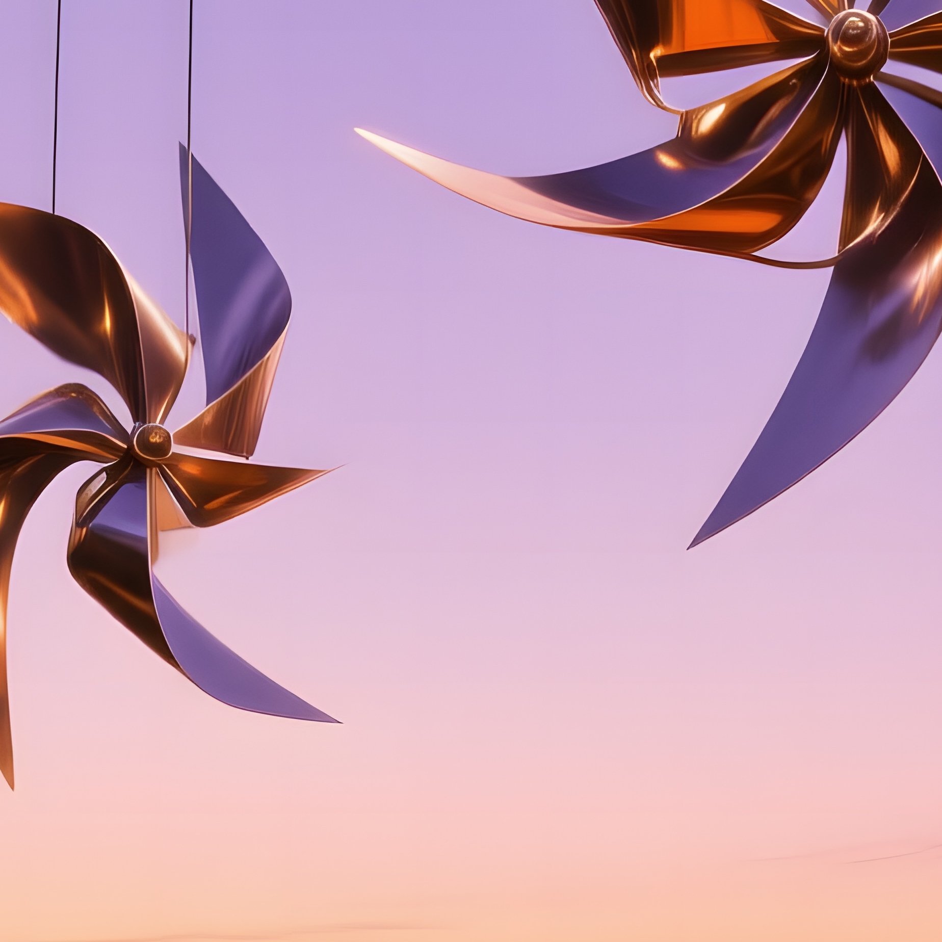Industrial Refinery At Dusk With Wind Sculptures - Full Resolution Quality Preview