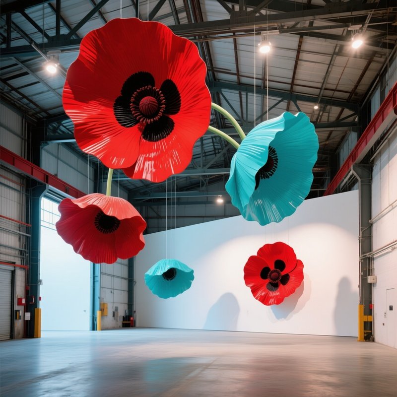 Industrial Warehouse Art Space Poppies