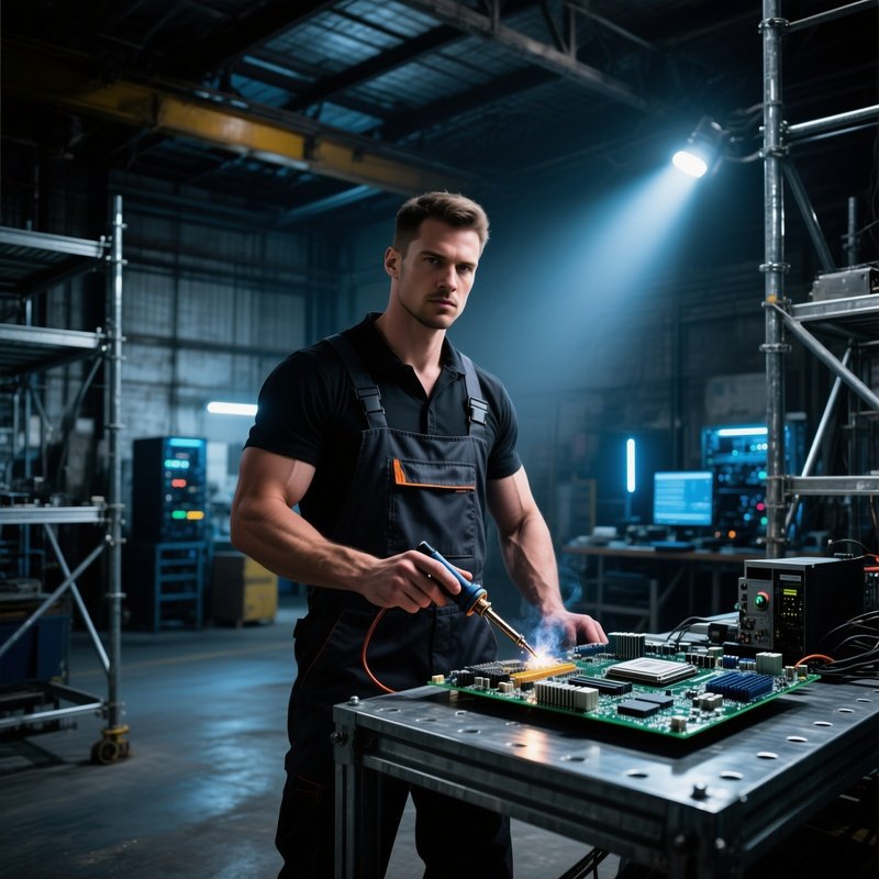 Industrial Warehouse Tech Hub Technician Soldering