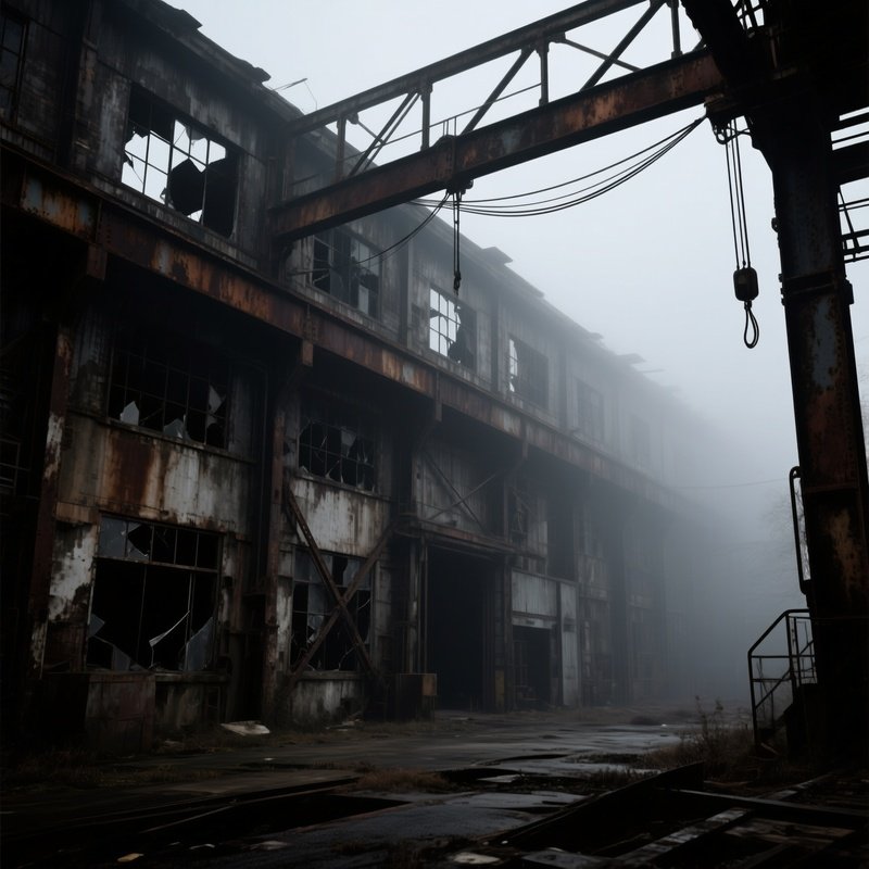 Industrial Warehouse With Fog