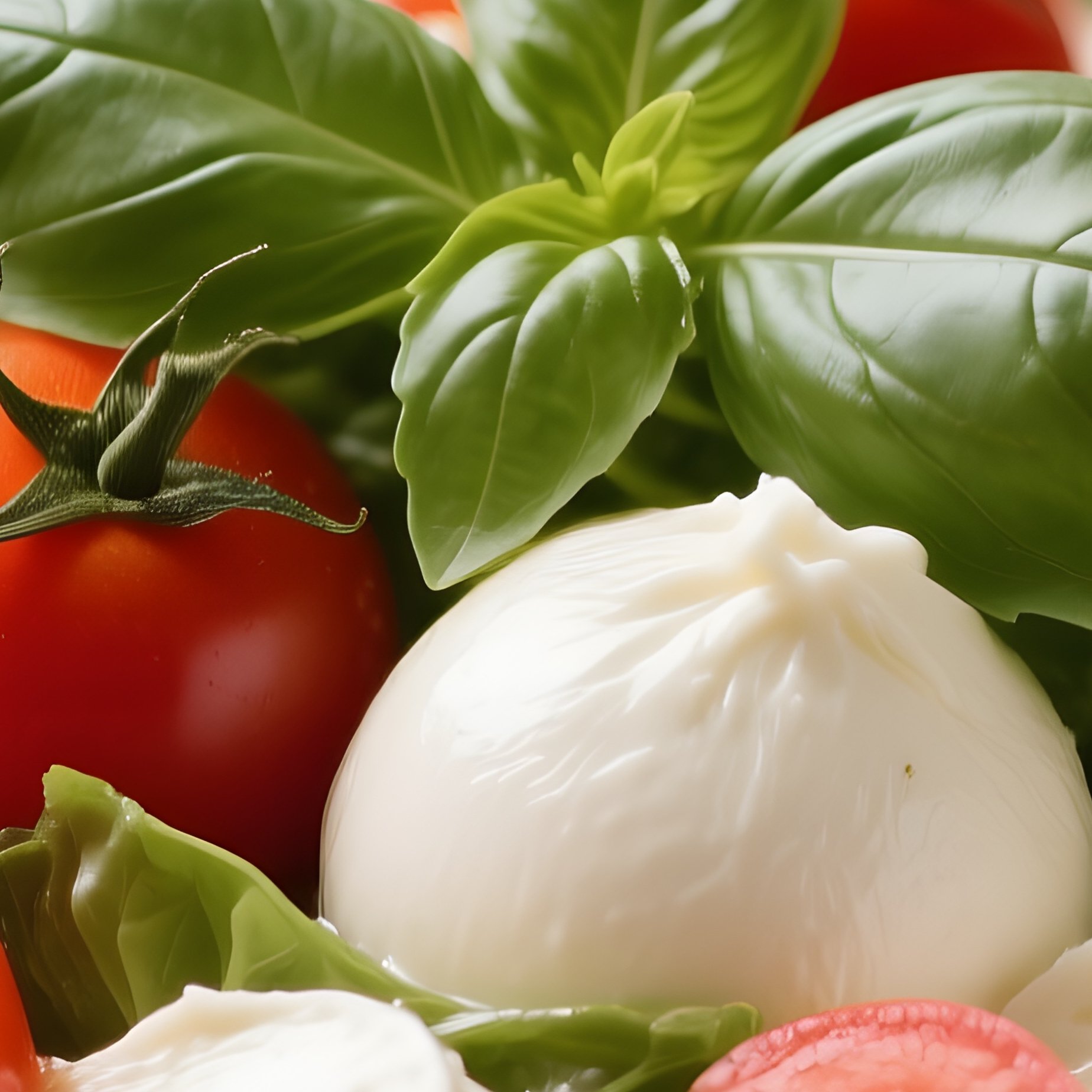 Insalata Caprese With Fresh Tomatoes, Mozzarella Di Bufala, Basil, Olive Oil, And Salt - Full Resolution Quality Preview