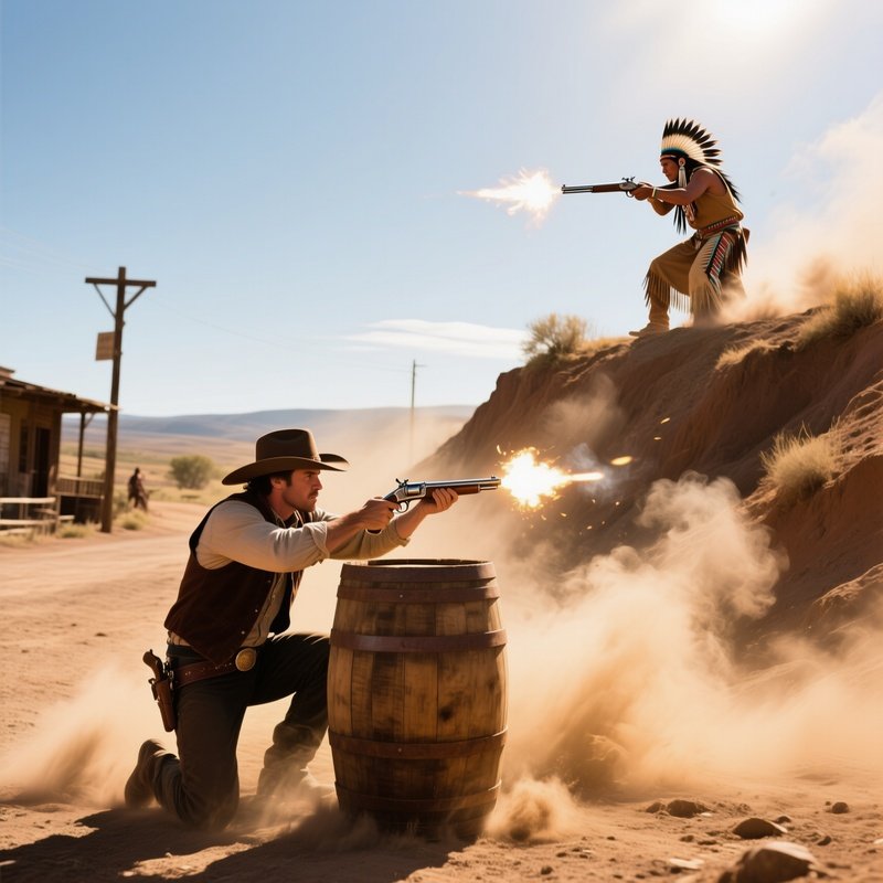 Intense Midday Gunfight At Dusty Crossroads